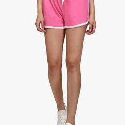 Kotty Women Pink & White Colourblocked Slim Fit Hot Pants-image-93
