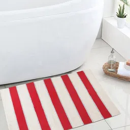 BLANC9 Red & Off-White Striped Cotton Floor Mat-18