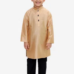 YK Boys Gold-Toned & Black Solid Kurta with Pyjama-47