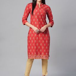 Biba Women Red & Purple Ethnic Motifs Printed Kurta-image-47