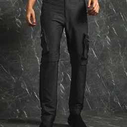 Breakbounce Men Black Cotton Slim-Fit Cargo jogger-image-31