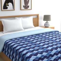 Portico New York Navy Blue & White Geometric AC Room 110 GSM Double Bed Dohar-image-63