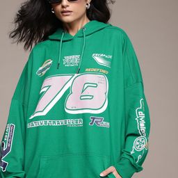 The Roadster Lifestyle Co. Printed Longline Hooded Sweatshirt-image-97
