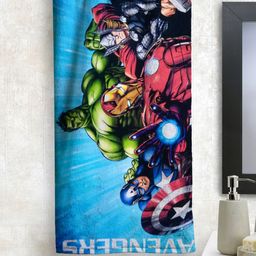 Marvel Unisex Kids Blue & Red Marvel Avengers Printed 350GSM Bath Towel-image-1