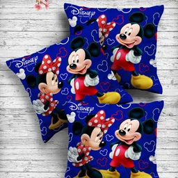 Kuber Industries Set Of 3 Blue & Red Disney Printed Reversible Cushions-10