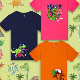 NUSYL Boys Pack Of 3 Cotton Printed T-shirt-image-9