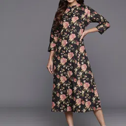 Varanga Floral Printed A-Line Midi Dress-image-99