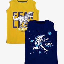x2o Unisex Kids Pack Of 2 Printed Innerwear Vests-16