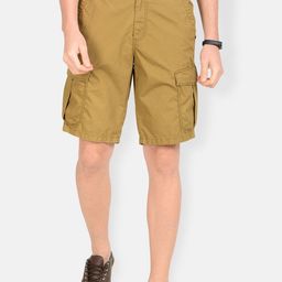 t-base Men Khaki Solid Regular Fit Cargo Shorts-image-74