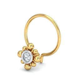 KUBERBOX 18K Yellow Gold Diamond Beaded Nose Pin-48