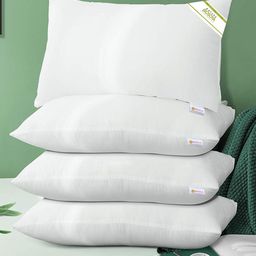 BIANCA Set Of 4 White Solid Medium-Firm Anti Stress Orthopedic Fiber Sleep Pillows-54