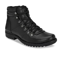 Delize Men Black Leather High-Top Flat Boots-image-54