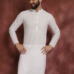 SOJANYA Men White Embroidered Straight Kurta-image-37