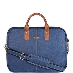 LOREM Men Blue Textured Laptop Bag-image-78