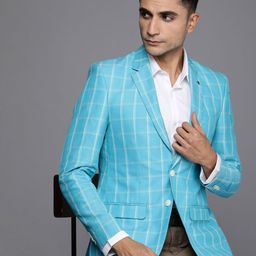Raymond Linen Cotton Contemporary Fit Single-Breasted Checked Formal Blazers-picture-24