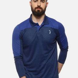 Campus Sutra Men Blue Colourblocked Polo Collar T-shirt-image-130