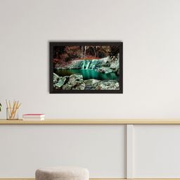eCraftIndia Green & Brown Waterfall View Satin Matte Texture UV Wall Painting-image-43