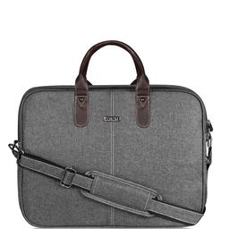 LOREM Men Grey Textured Laptop Bag-6