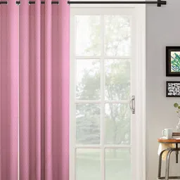 HOSTA HOMES Pink Geometric Long Door Curtain-image-51
