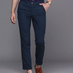 Louis Philippe Sport Men Navy Blue Slim Fit Low-Rise Regular Trousers-image-109