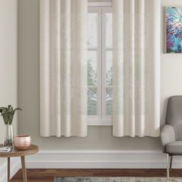 HOSTA HOMES Cream-Coloured Set of 2 Geometric Window Curtain-18