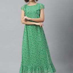 StyleStone Women Green Floral Printed Maxi Dress-image-43