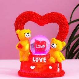Archies Unisex Red and White Polyresin Love Teddy Bear Couple with Snowglobe Showpiece-image-43