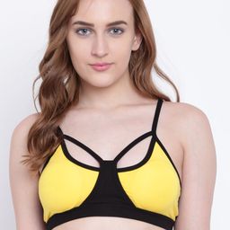 La Intimo Yellow & Black Colourblocked Non-Wired Lightly Padded T-shirt Bra LIFBR003YW0-image-88