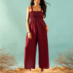 Berrylush Maroon Shoulder Straps Basic Jumpsuit-image-30