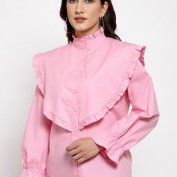 iki chic Pink Bishop Sleeves Layered Regular Top-image-19
