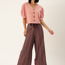 Varanga Women Burgundy & Pink Shirt with Palazzos-image-76