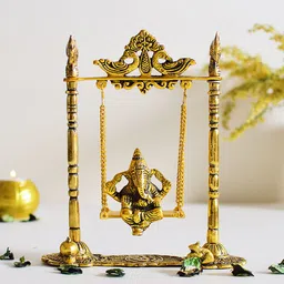 Archies Unisex Gold-Toned Ganesha With Jhula Set-image-8