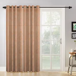 HOSTA HOMES Brown Set of 2 Geometric Long Door Curtain-image-49