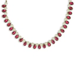 AKSHARA Girls Pink & White Stone Studded Beaded Choker Necklace-image-42