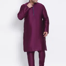 Hangup Men Purple Solid Kurta with Churidar-picture-38
