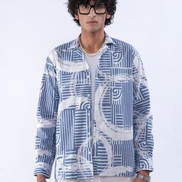 UNRL Geometric Printed Pure Cotton Casual Shirt-image-7