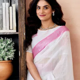 Mitera Ethnic Motifs Pure Linen Ready to Wear Saree-picture-20