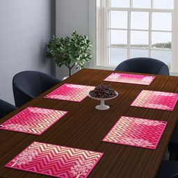ROMEE Set of 6 Pink Geometric Printed Table Mats-6
