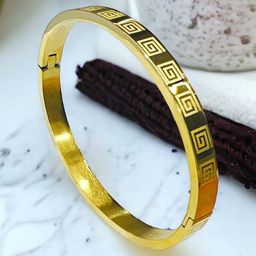MYKI Women Gold-Toned Gold-Plated Kada Bracelet-image-89