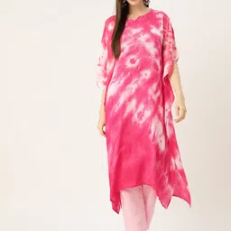 Maaesa Bandhani Dyed Flared Sleeves Crepe Kaftan Kurta-picture-12