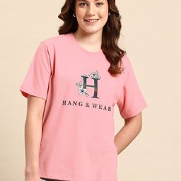 Hang and wear Women Typography Printed Relaxed Fit Pure Cotton T-shirt-image-51