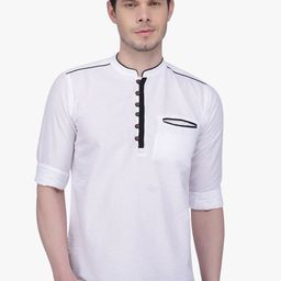 Kuons Avenue Men White Linen Cotton Kurta-picture-38