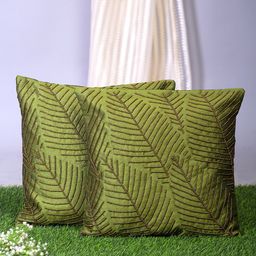 Alina decor Green Set of 2 Embellished Square Cushion Covers-15