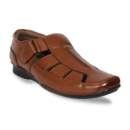 IMPERIO Men Brown Leather Shoe-Style Sandals-image-14