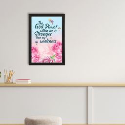 eCraftIndia Blue & Pink Motivational Quote & Floral Satin Matte Texture UV Wall Painting-image-92