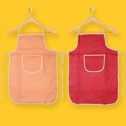 Kuber Industries Unisex Pack Of 2 Polka Dot Printed Waterproof Kitchen Aprons-56