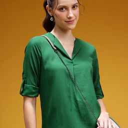 HERE&NOW V-Neck Roll-Up Sleeve Top-image-33