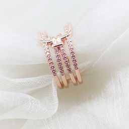 JOKER & WITCH Rose Gold-Toned & White Stone-Studded Buckey Finger Ring-22