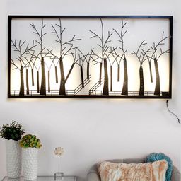 eCraftIndia Black & White Abstract Trees Forest View Handcrafted Iron Wall Hanging-image-23