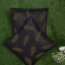 Alina decor Black & Gold-Toned Set of 2 Embellished Square Cushion Covers-23